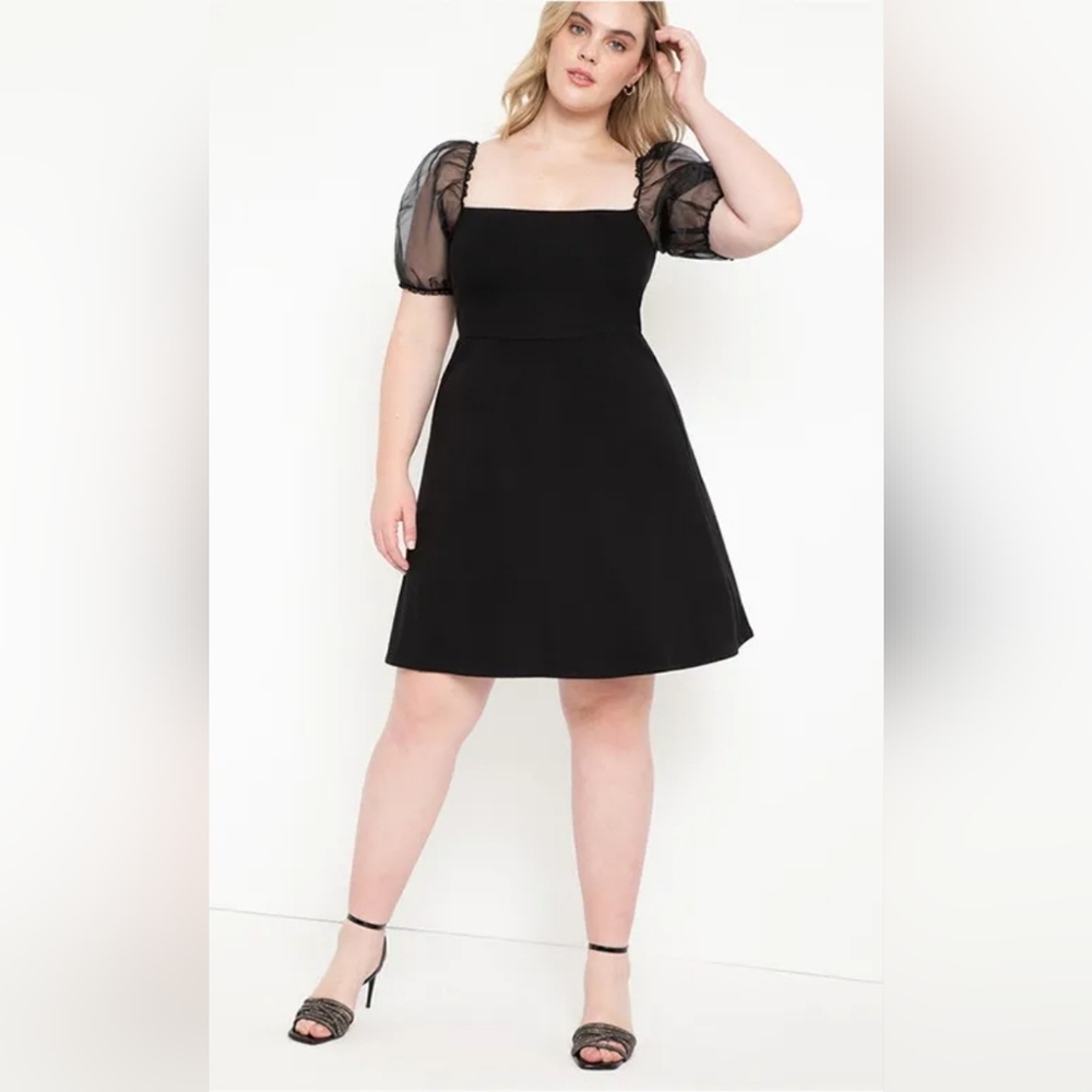 Eloquii Black Puff Sleeve Dress 28